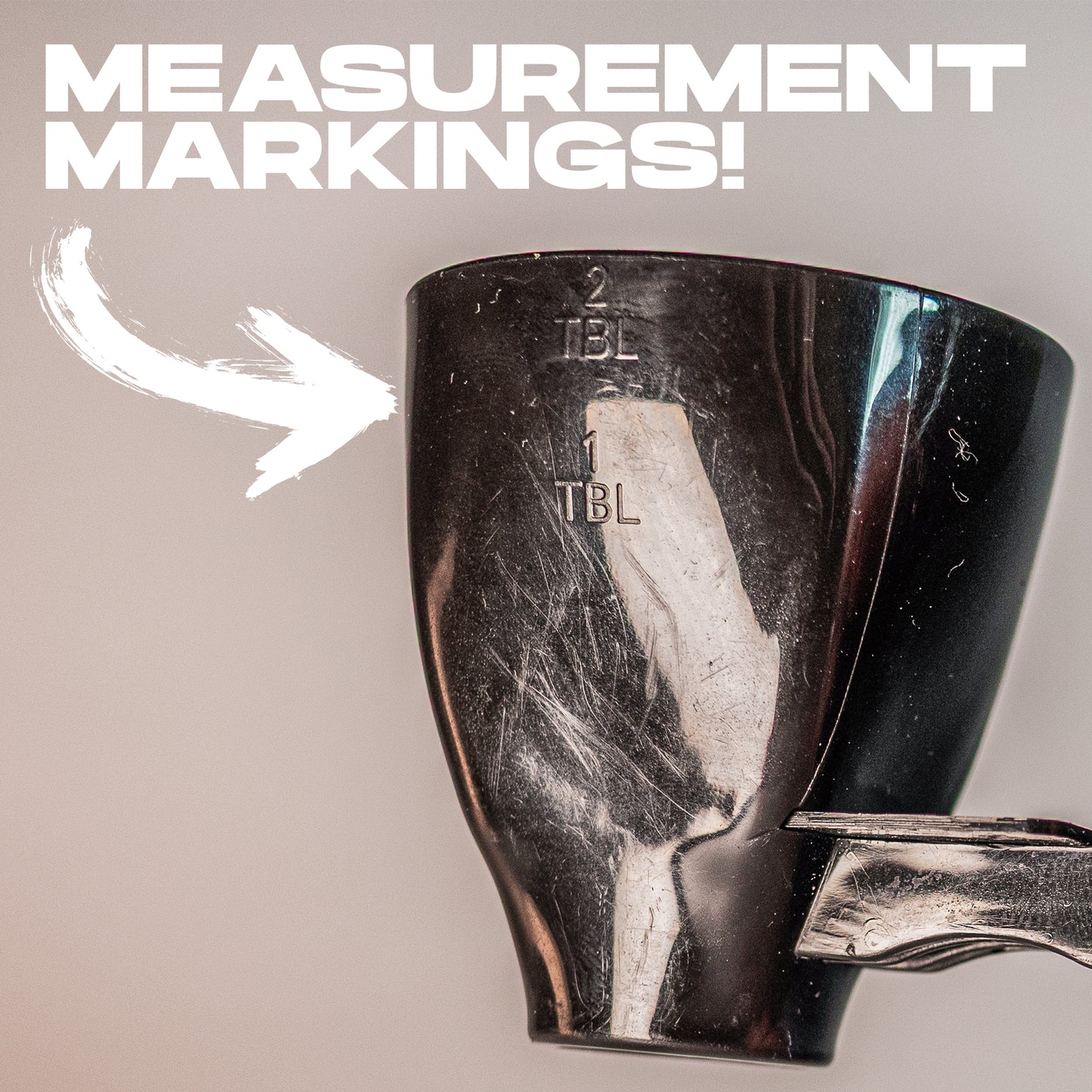 Precision Pro Scoop held over a water bottle, demonstrating easy, spill-free pouring.